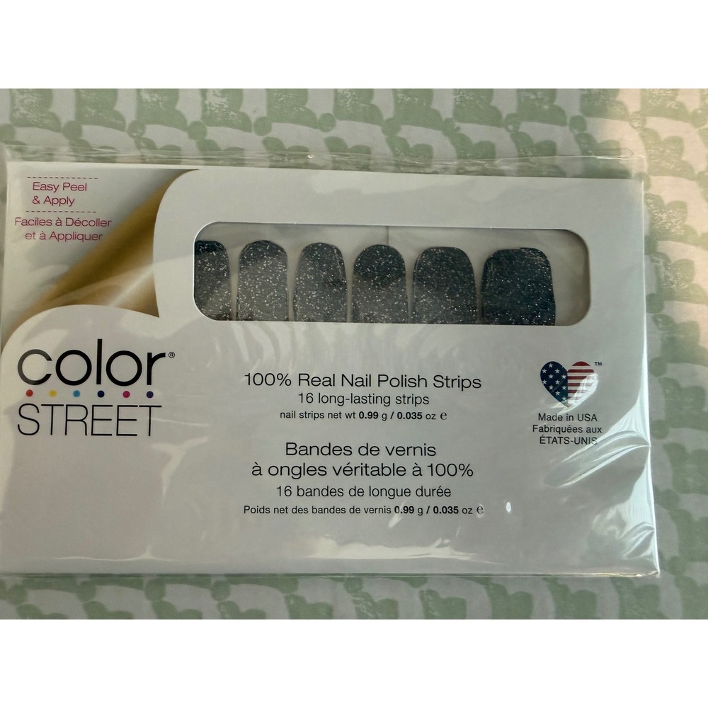 Color Street Retired Moon River Dark Grey Sparkly Nail Polish Strips